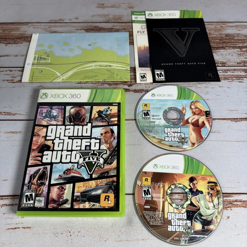 Grand Theft Auto V Xbox 360 Video Game. Complete.